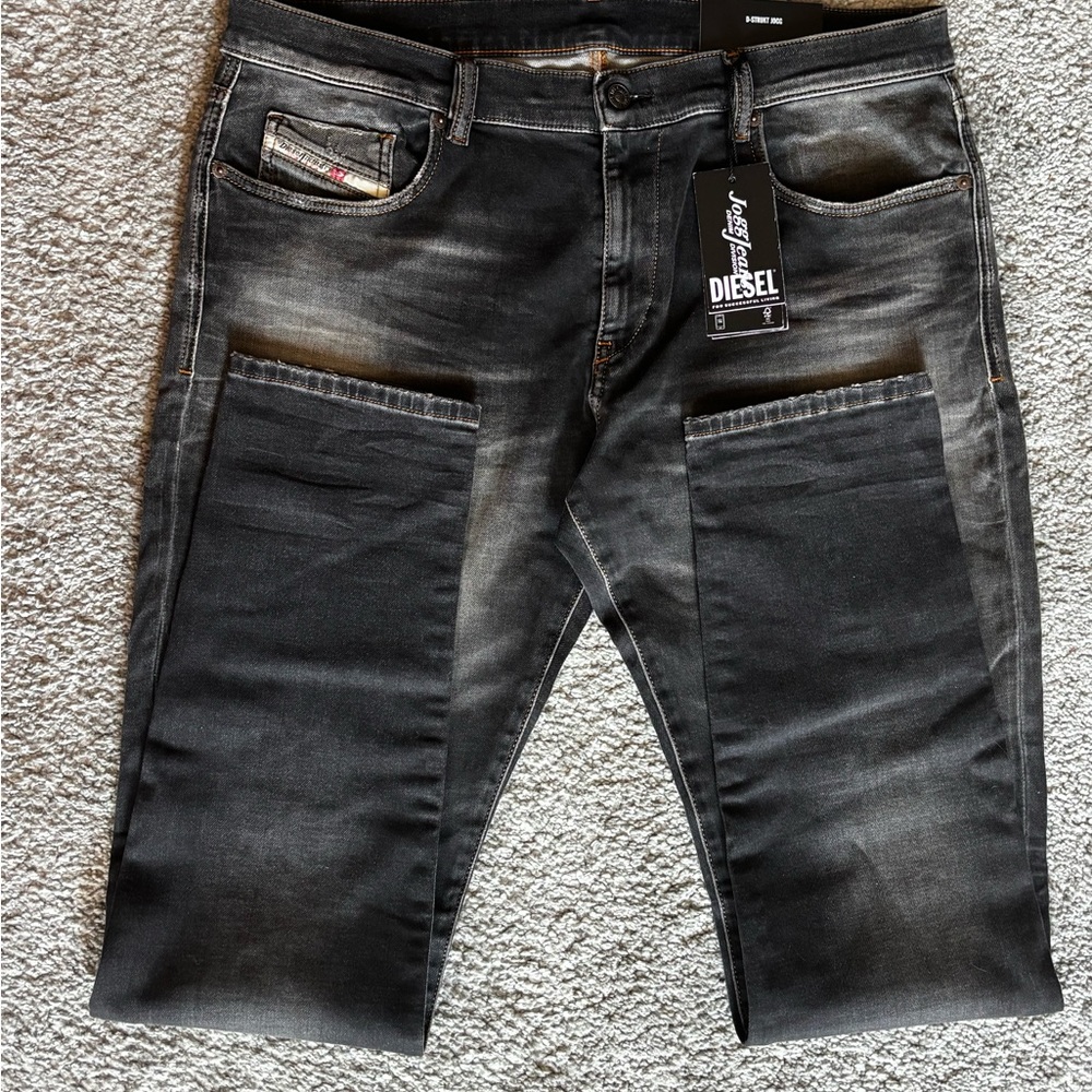 Diesel D-strukt-r-ne Sweat Jeans Black Denim W38 NWT
